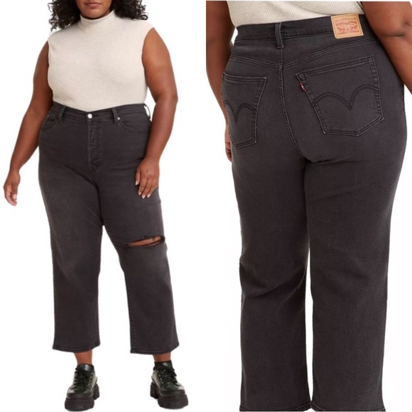 Levi’s Women’s Plus Size Black Wedgie Straight Leg Jeans NWT 18W - Picture 1 of 13